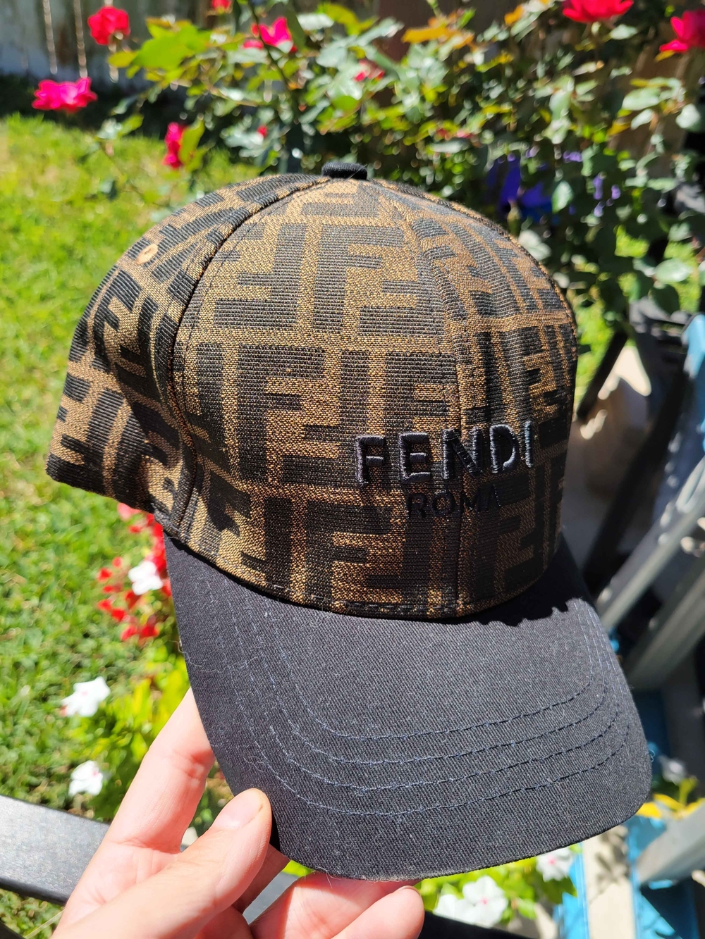 Fendi Roma Brown & Black FF Logo Baseball Cap - Picture 8 of 10